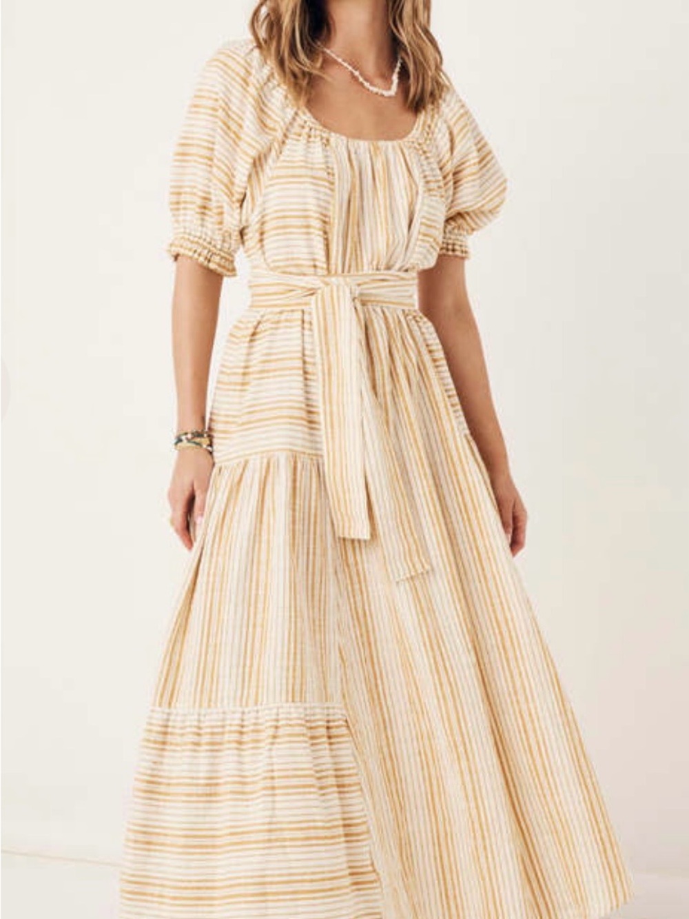 Spell & The Gypsy Lady Palm Gown Toffee Striped Maxi Dress Small